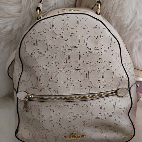 Coach Cream Signature Backpack with Gold Accents - Picture 1 of 11